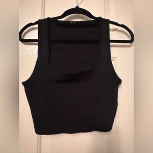 Forever 21 Black Fitted Crop Tank Top